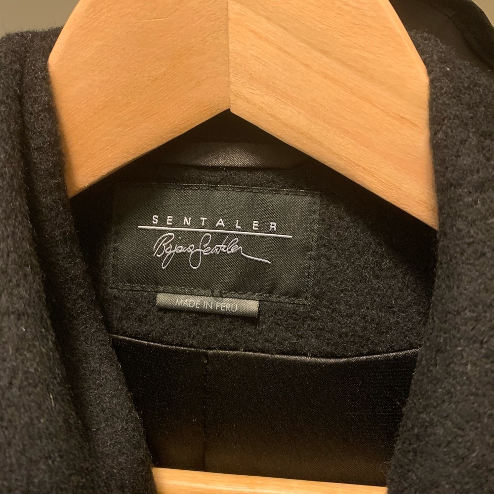 Sentaler Mid Length Wrap Coat Ribbed Sleeves S - Picture 4 of 6